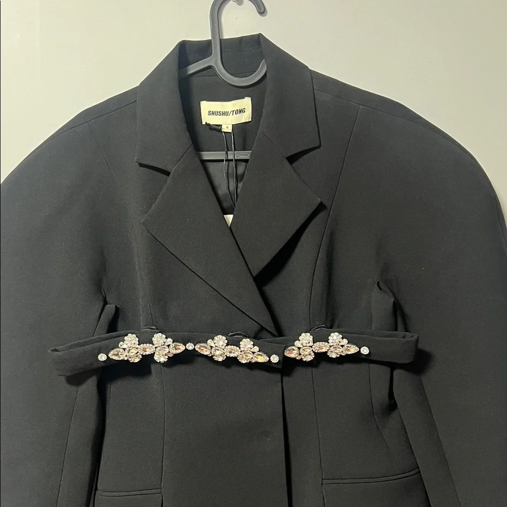 Elegant Black Blazer dress with Crystal Embellishments! - Picture 5 of 16